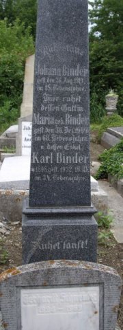 Binder Johann 1834-1919 Binder Maria 1841-1909 Grabstein